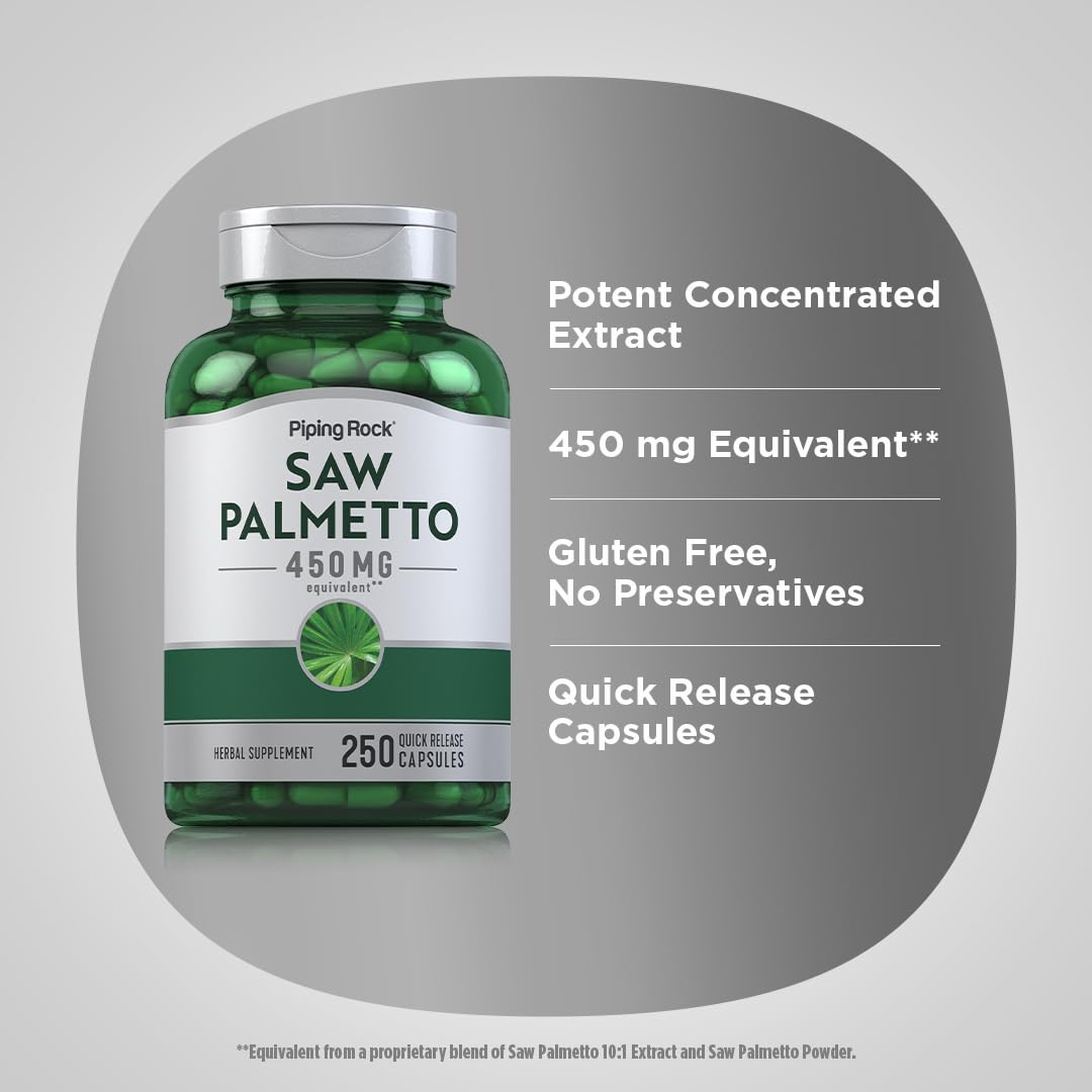 Piping Rock Saw Palmetto 450mg Capsule 250 Count