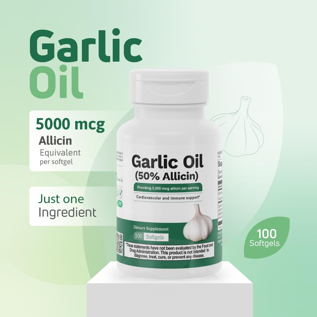 Nutra Nutrition Garlic Supplement 5000 mg Heart Circulation Support Capsule, 100 Count
