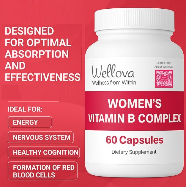 Wellova Women's Vitamin B Complex Capsule, 60 Count