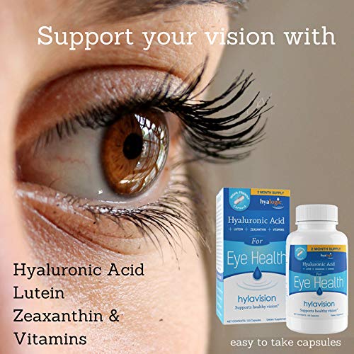 Hyalogic HylaVision Eye Vitamins – with Hyaluronic Acid, Clear Eyes with Lutein and Zeaxanthin Supplements for Eye Care Eye Health Support Capsules 120