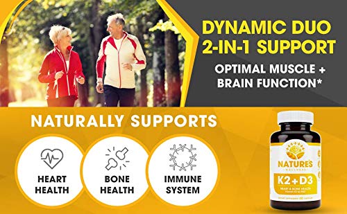 Natures Wellness Vitamin K2 (MK-7) with D3 Capsules 60 Count
