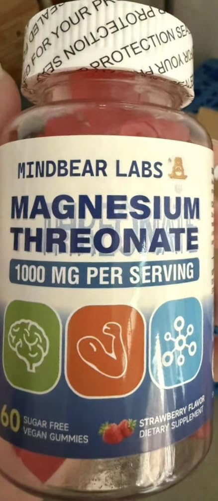 MINDBEAR LABS Magnesium Threonate Gummies, 1000mg, 60 Count