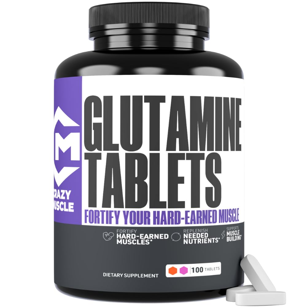 Crazy Muscle L-Glutamine 1000mg Tablets, 100 Count