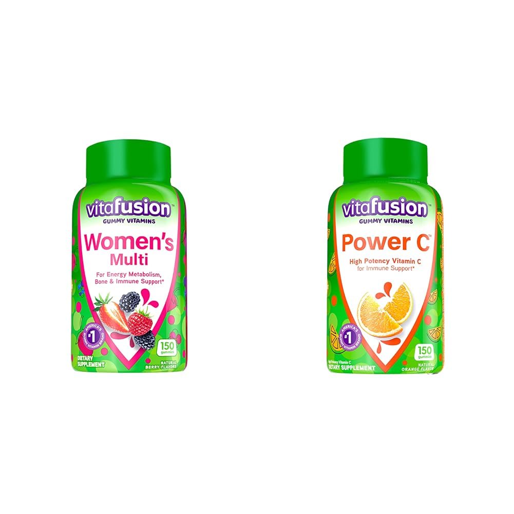 Vitafusion Women's Multivitamin Gummies & Power C Vitamin C Gummies for Immune Support, Orange Flavor, 150 Count
