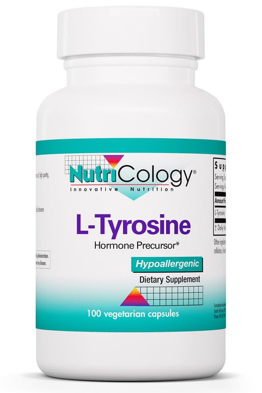 Allergy Research Group L-Tyrosine 500mg - Brain Support, Hormone Precursor, Free Form Amino Acid, Thyroid Support Capsules - 100 Count