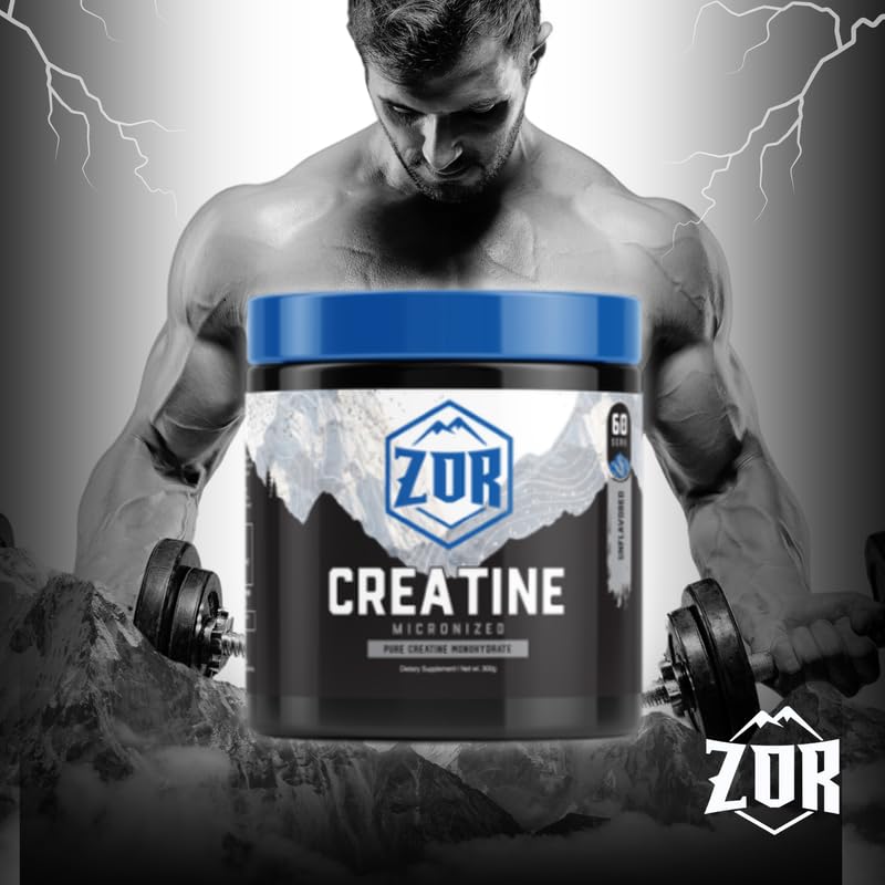 ZOR Labs Micronized Creatine Monohydrate Powder 5000mg, 60 Servings