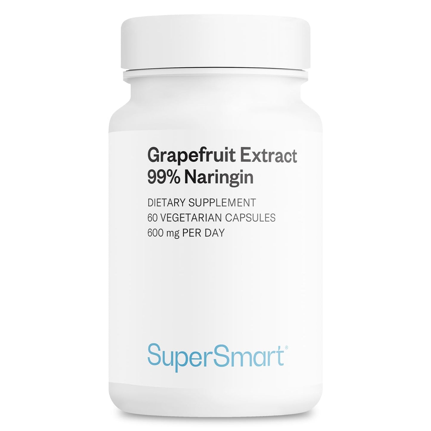 Supersmart Grapefruit Extract 600mg per Day (99% Naringin) - High Potency GSE Supplement, 60 Vegetarian Capsules