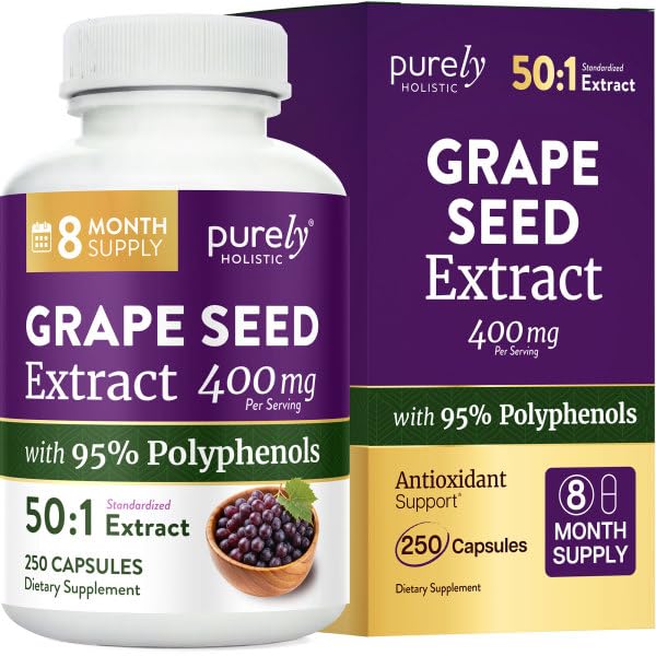 Purely Holistic Grape Seed Extract Capsules, 250 Count