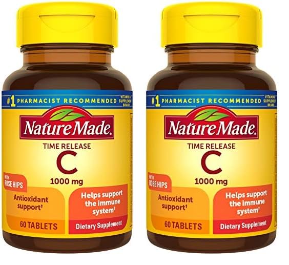 Nature Made Vitamin C 1000 mg Time Release Tablets with Rose Hips, 120 Tablets