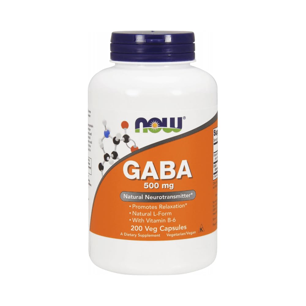 NOW Foods GABA with Vitamin B6 500 mg Capsules 200 Count