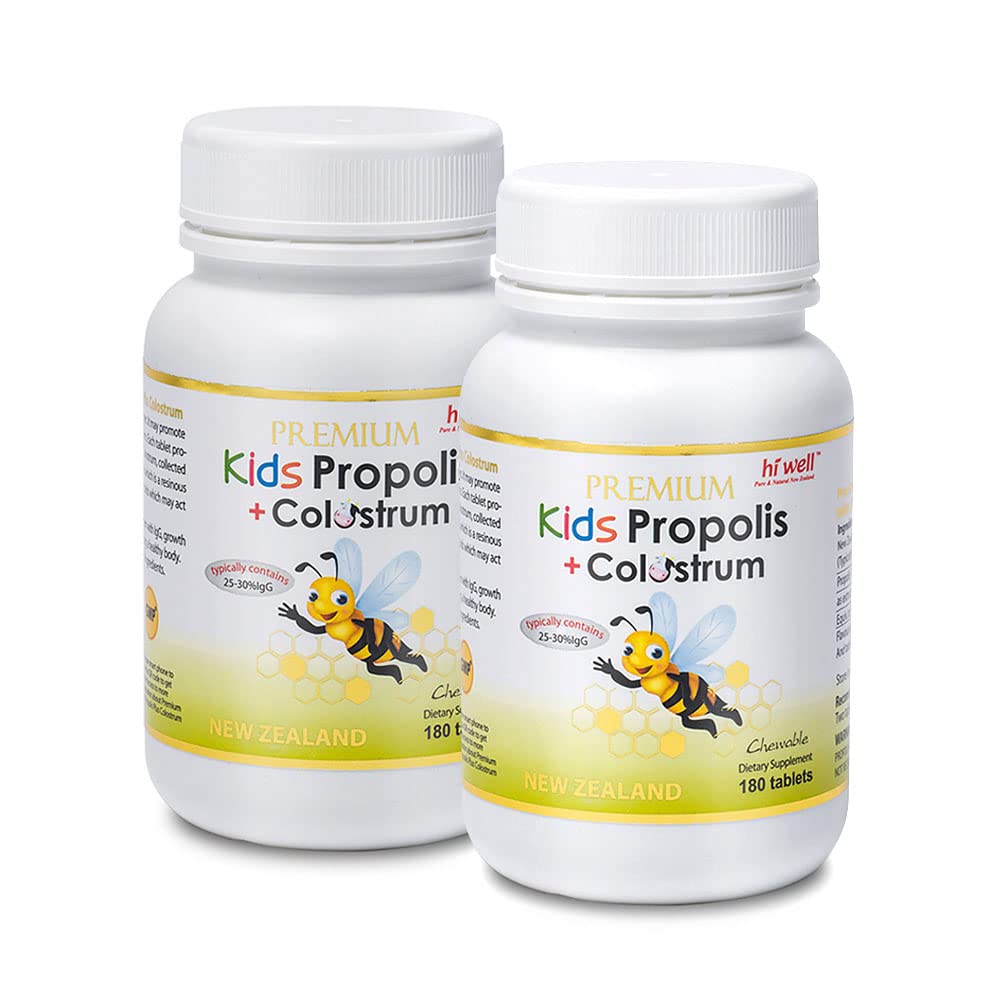 HI WELL PURE & NATURAL NEW ZEALAND Premium Kids Propolis Plus Grass-Fed Colostrum Tablets 360