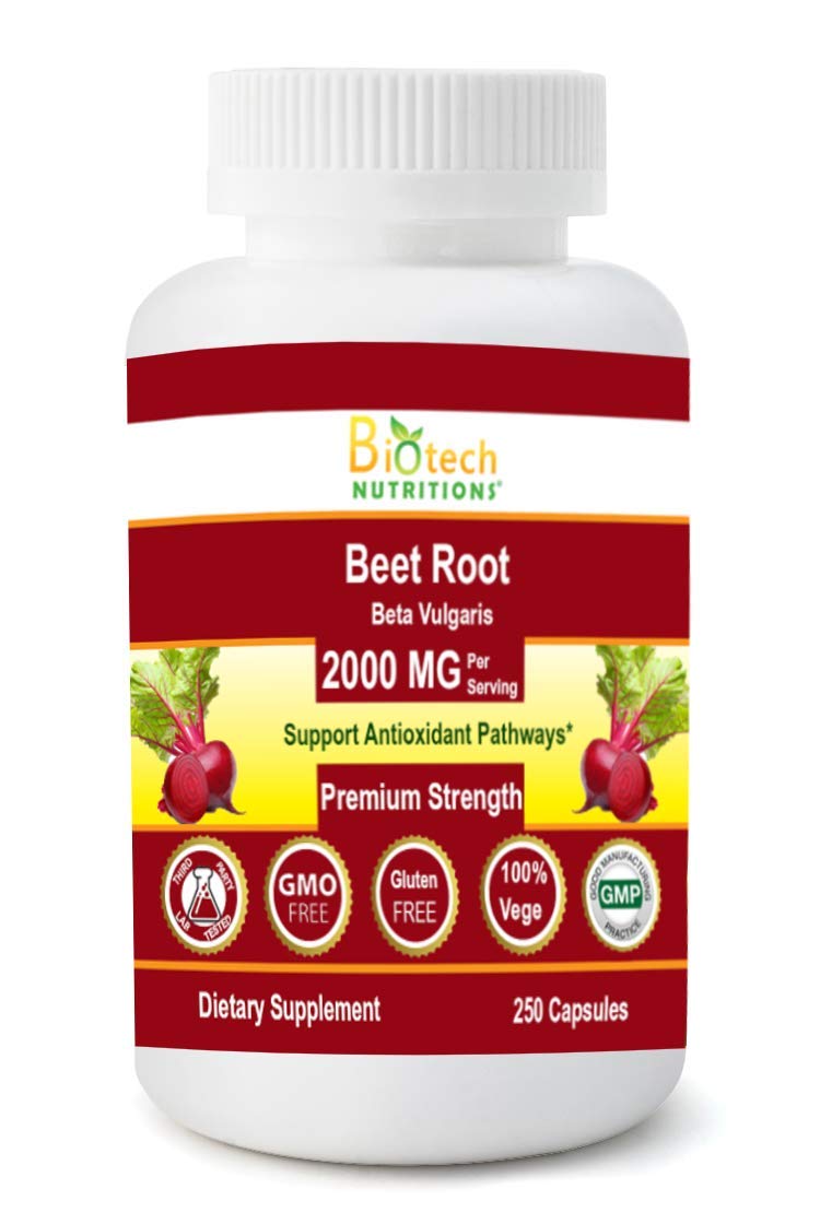 Biotech Nutritions Beet Root Beta Vulgaris 2000 mg Vegetable Capsules, 250 Count