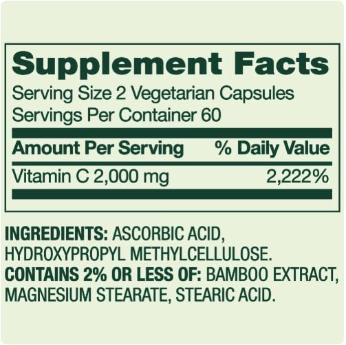 Generic Ultra Strength Vitamin C 2000 mg Immune Support Dietary Supplement Antioxidant & Wellness Support, 120 Capsules