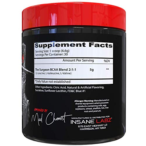 Insane Labz The Surgeon BCAA Recovery Powder 6.9 Ounce