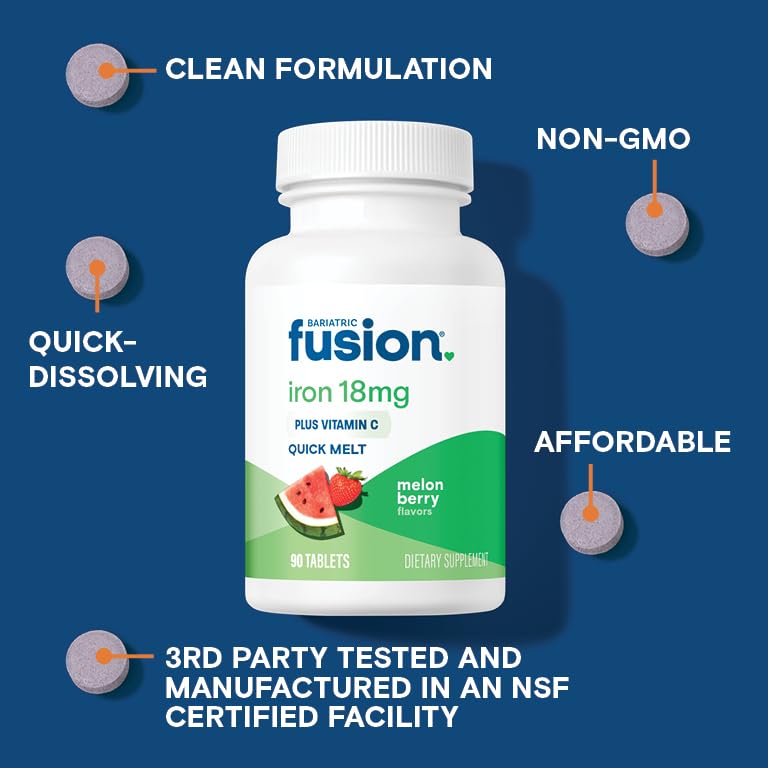 Bariatric Fusion Iron Supplement for Women Quick Melt Tablets, 90 Count