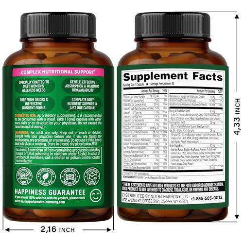 NUTRAHARMONY Mullein Capsules & Multivitamins for Women, 150 Capsules