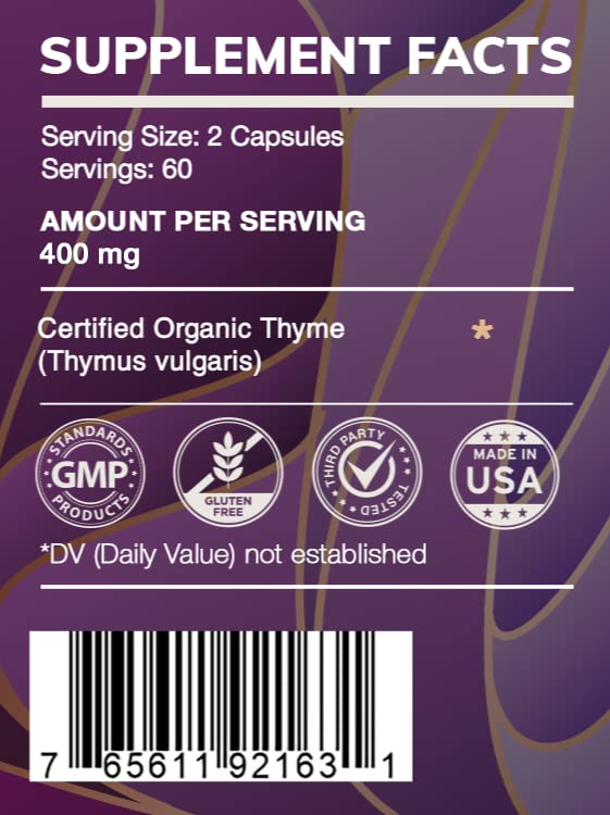 HerbEra Thyme 400 mg Capsules, 60 Count