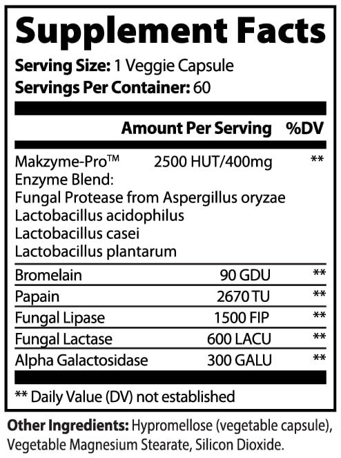 Stellar Health Digestive Matrix+ Advanced Digestive Enzymes with Probiotics for Women & Men, Gut Health & Nutrient Absorption Support, Fiber Supplement with Makzyme-Pro™, Bromelain, Papain, Lactobacillus, 60 Capsules
