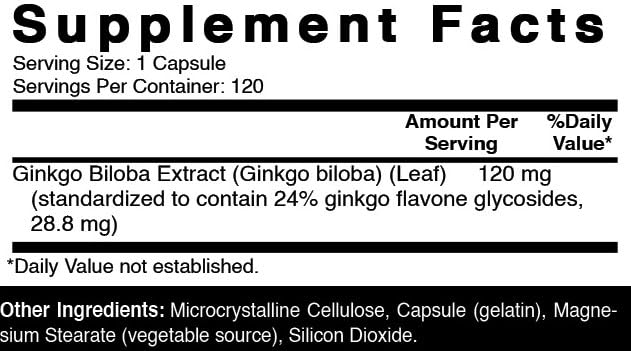 Oxify Ginkgo Biloba 120 mg Capsule, 120 Count