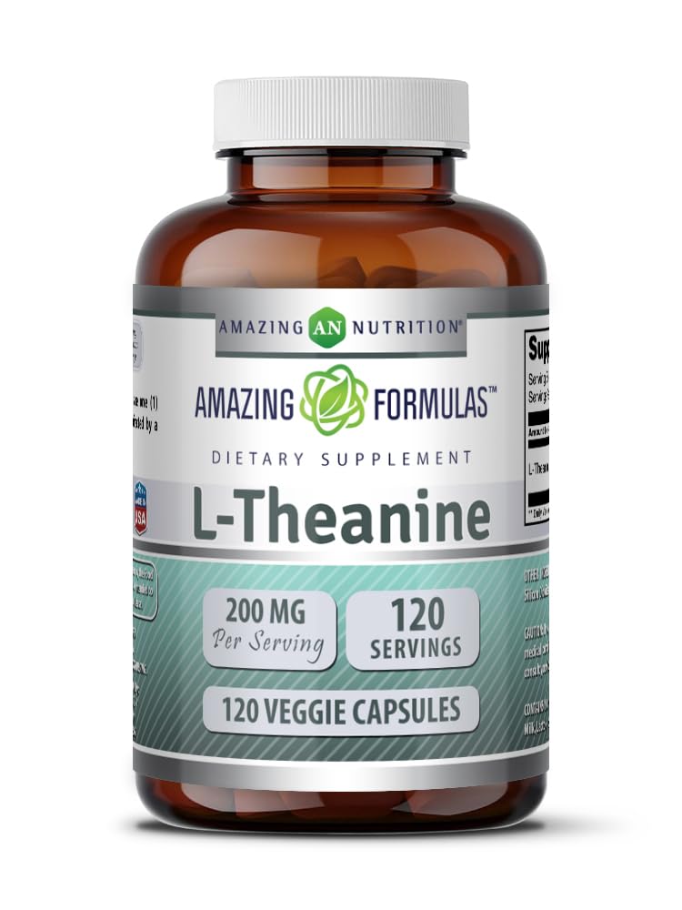 Amazing Nutrition L-Theanine Supplement 200 mg Capsule 120 Count