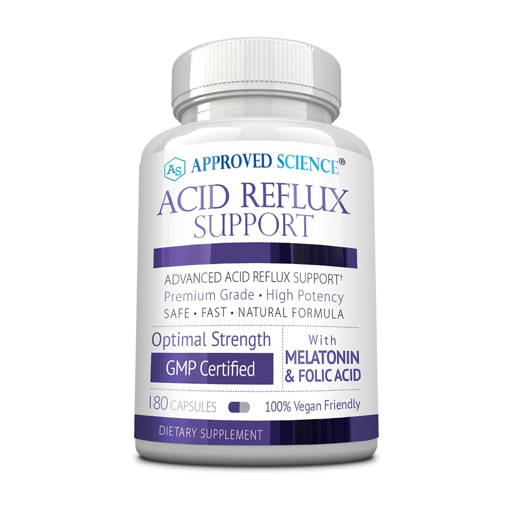 Approved Science Acid Reflux Support with Melatonin, Marshmallow Root, L-Taurine 180 Capsules