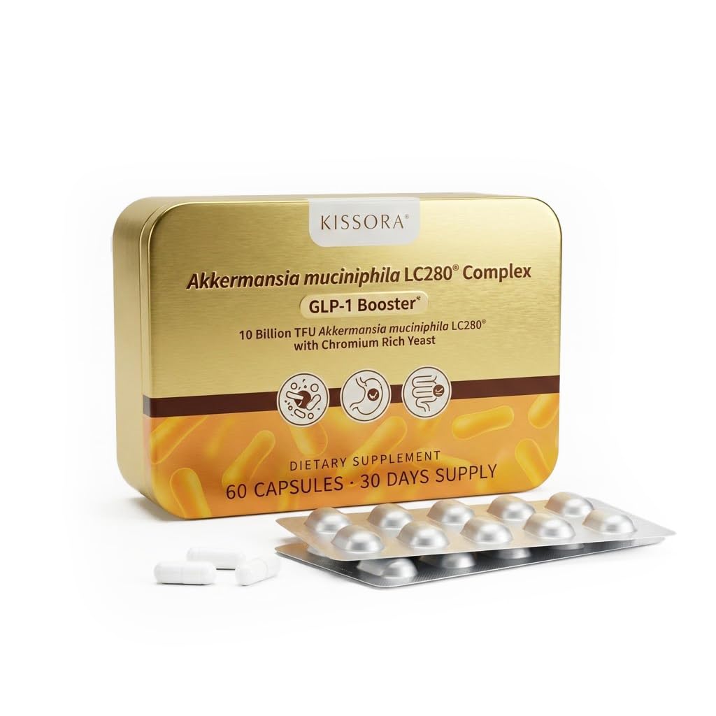 Kissora Akkermansia Probiotic 20 Billion TFU with Chromium Gut Barrier & Digestive Support Capsule, 60 Count