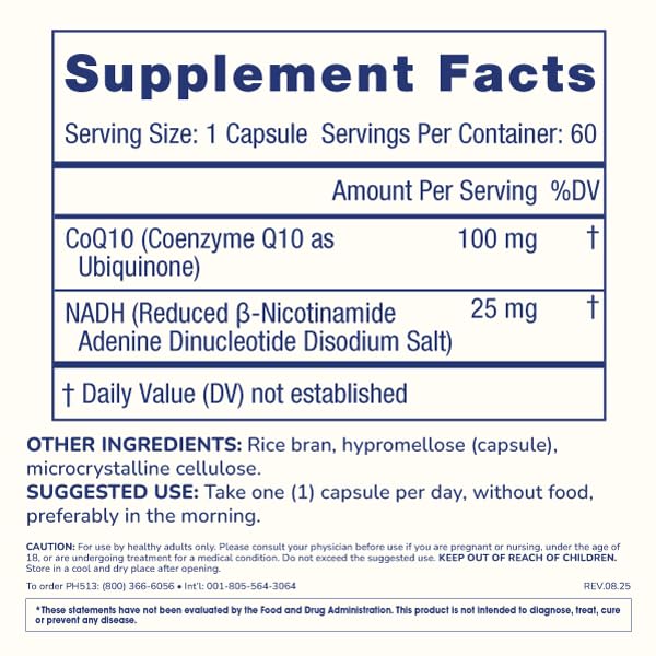 ProHealth NADH + CoQ10 Capsules, 60 Count