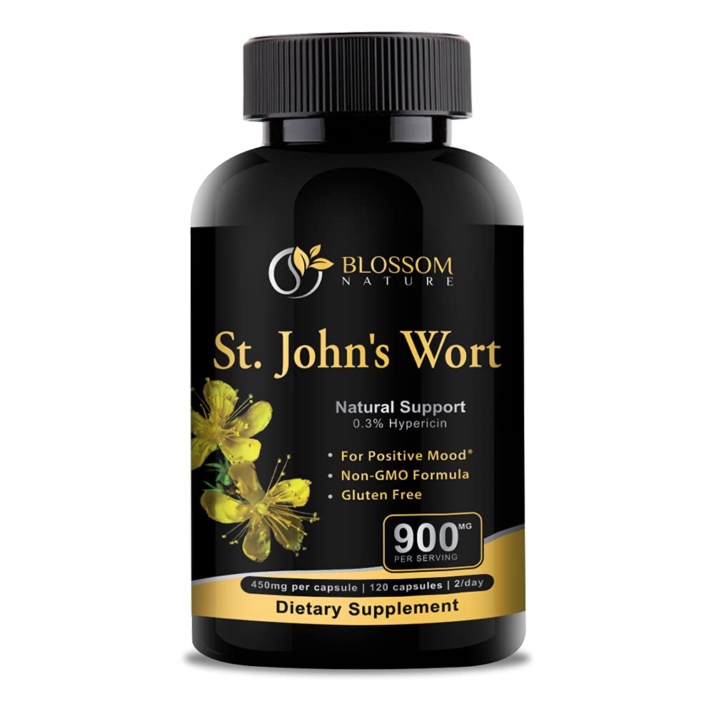 Blossom Nature St. John's Wort 900mg Mood Support Supplement Capsule, 120 Capsules