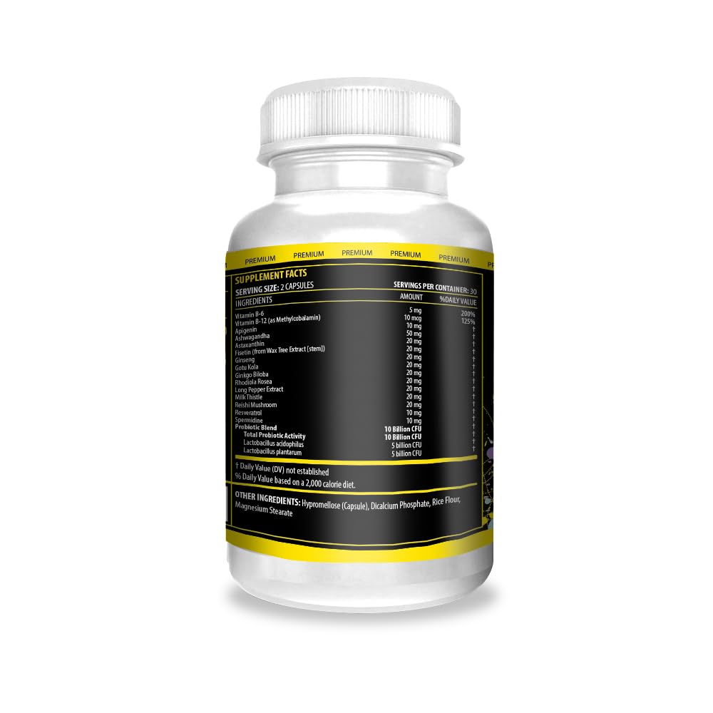ACTIF Senolytic Support with 15+ Advanced Factors – Non-GMO, Fast-Acting, Made in USA, 60 Count Capsules