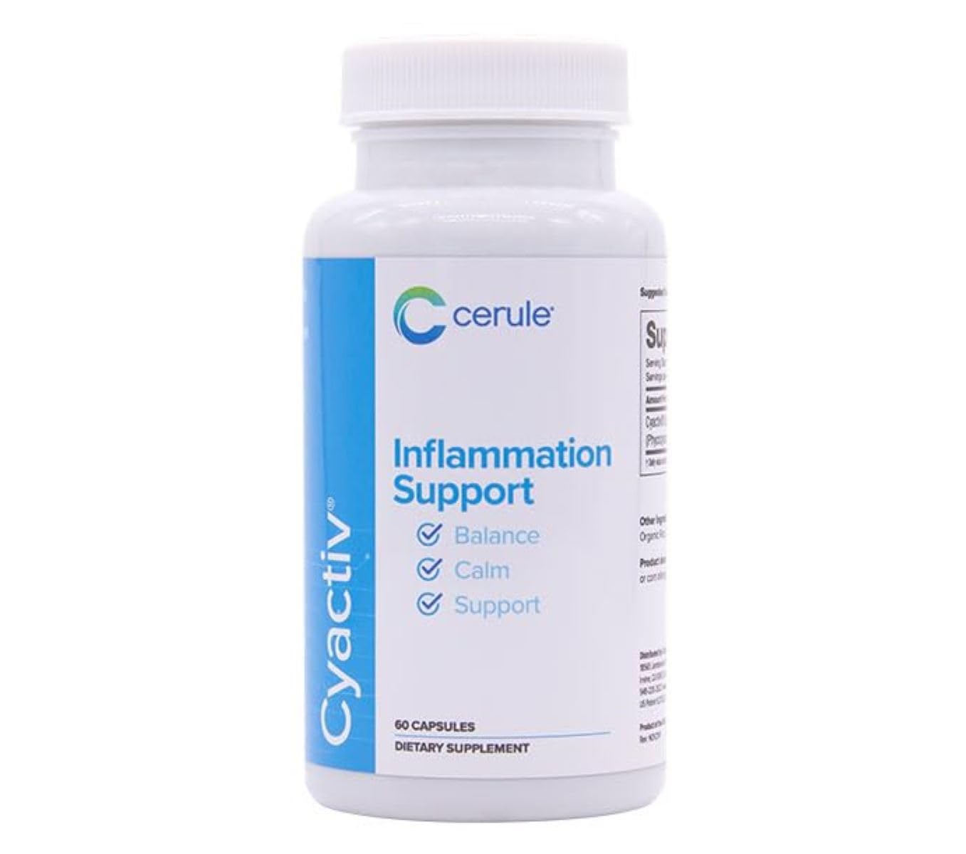Cerule Cyactiv Natural Inflammation Supplement – Whole Body Balance and Cellular Protection Formula – Supports Stem Cell Health, Immune Function, Joint Comfort, Mobility, and Recovery, 60 Capsules