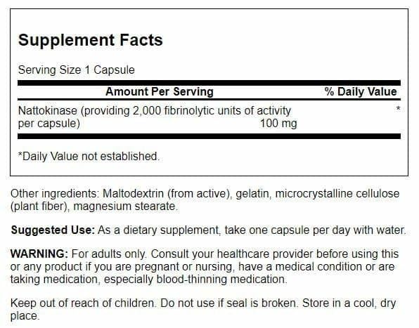 Swanson Nattokinase 2000 Fibrinolytic Units, 100 mg, 30 Capsules