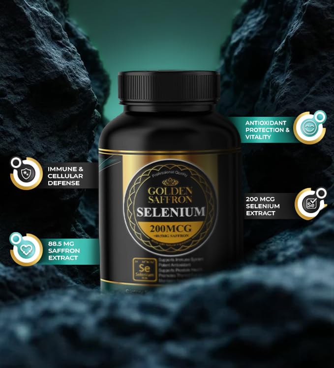 Golden Saffron Selenium (200mcg Selenium & 88.5 mg Saffron Extract) Capsules 60