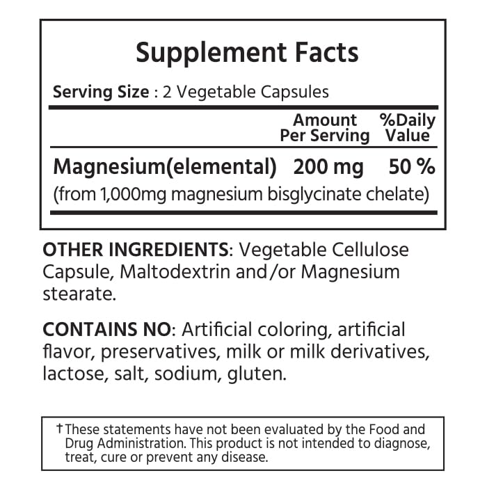 ML Naturals Chelated Magnesium 200mg Capsules, 240 Count
