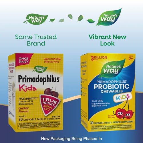 Nature's Way Primadophilus Probiotic Chewables for Kids, Chewable, 30 Count