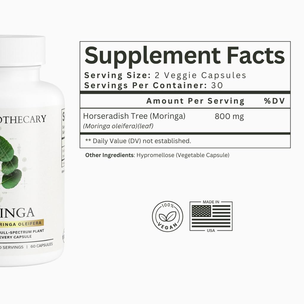 Dear Apothecary Moringa Oleifera Capsules 800mg, 60 Count