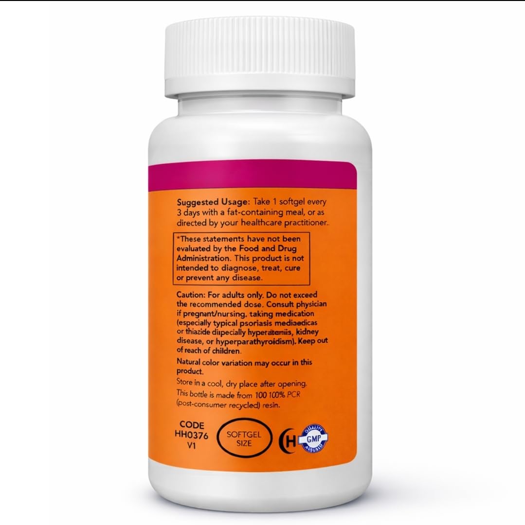 NOW Foods Vitamin D-3 10,000 IU Softgels, 200 Count