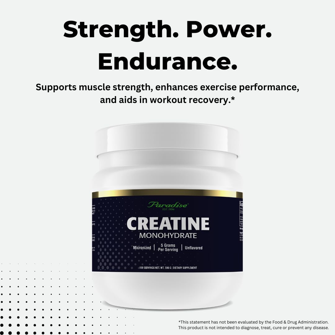 Paradise Herbs Creatine Monohydrate Powder, 17.63 oz