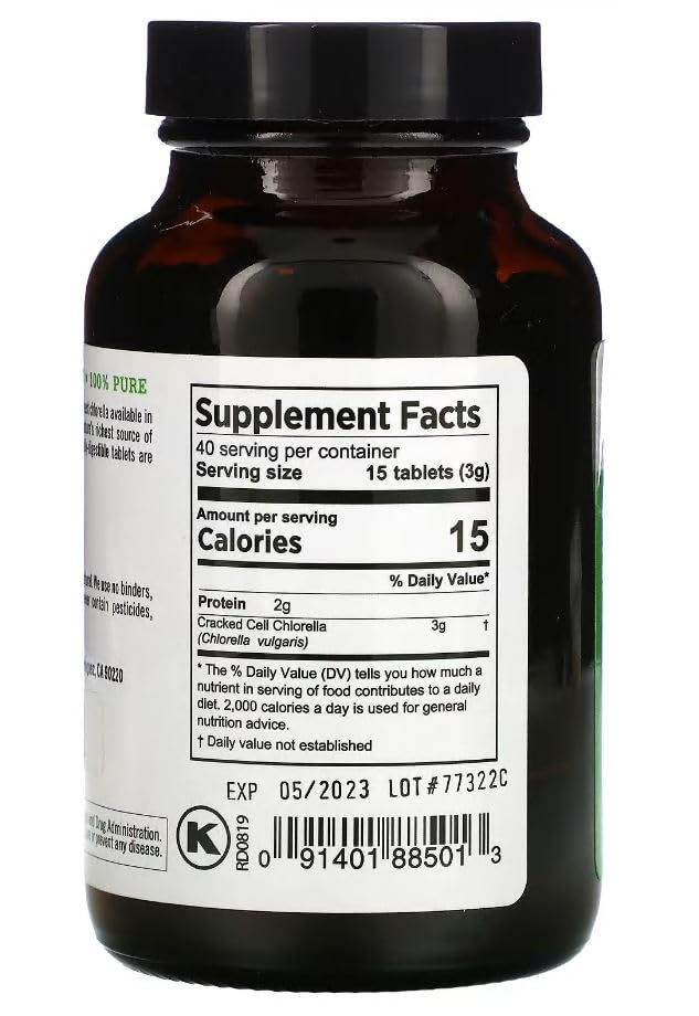 PURE PLANET Cracked Cell Chlorella Organic Tablet 240 Count