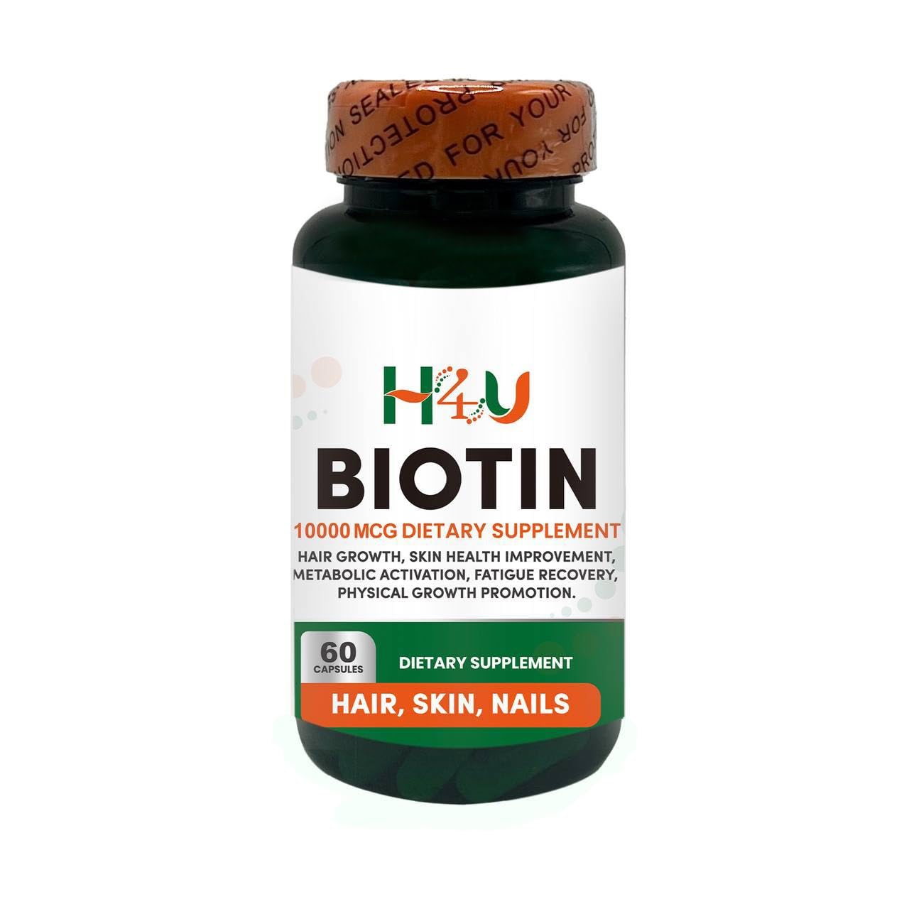 H4U Extra Strength Biotin 2500 mcg Capsules, 60 Count