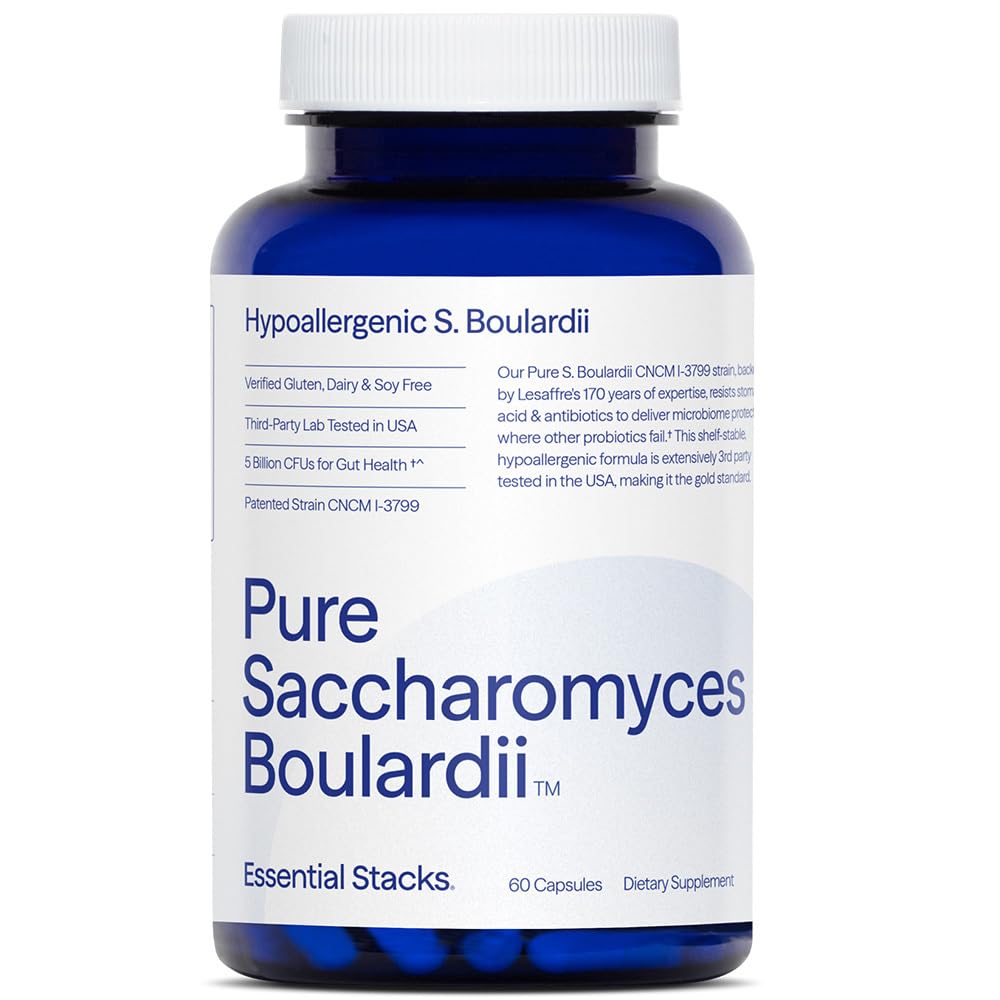 Essential Stacks Saccharomyces Boulardii Probiotics Capsules, 60 Count