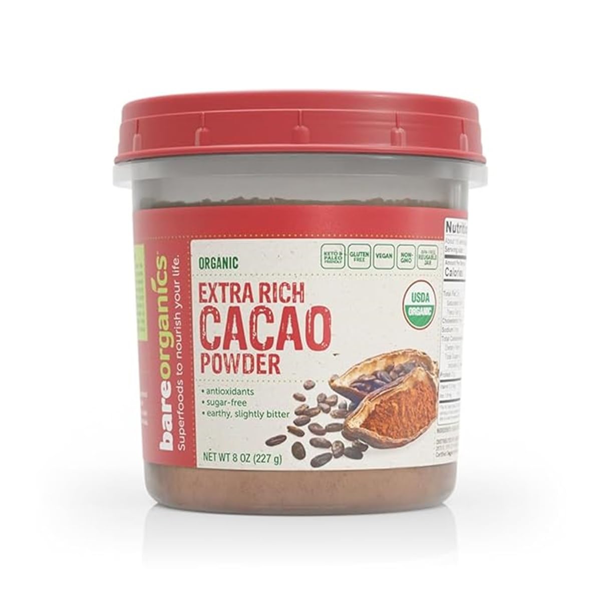 BareOrganics Cacao Powder Powder 8 oz