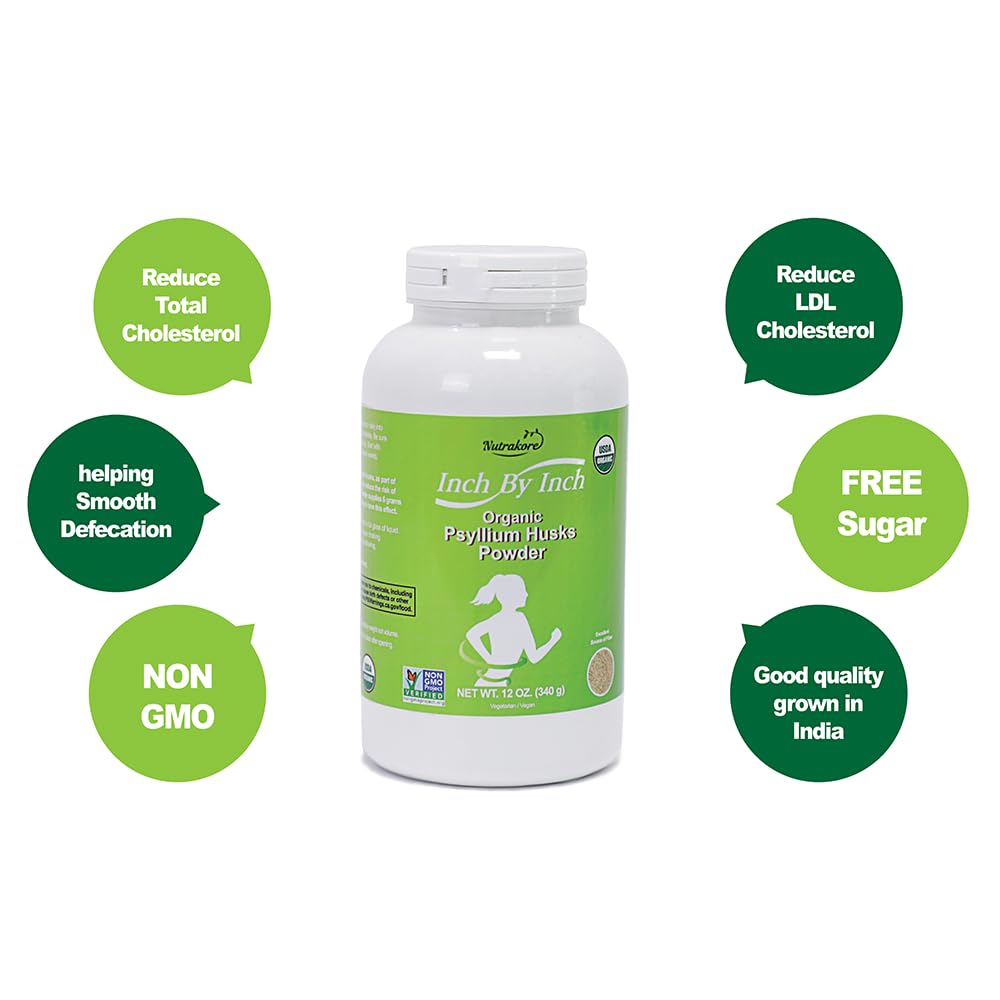 Nutrakore Inch by Inch Organic Psyllium Husk Powder 12 oz