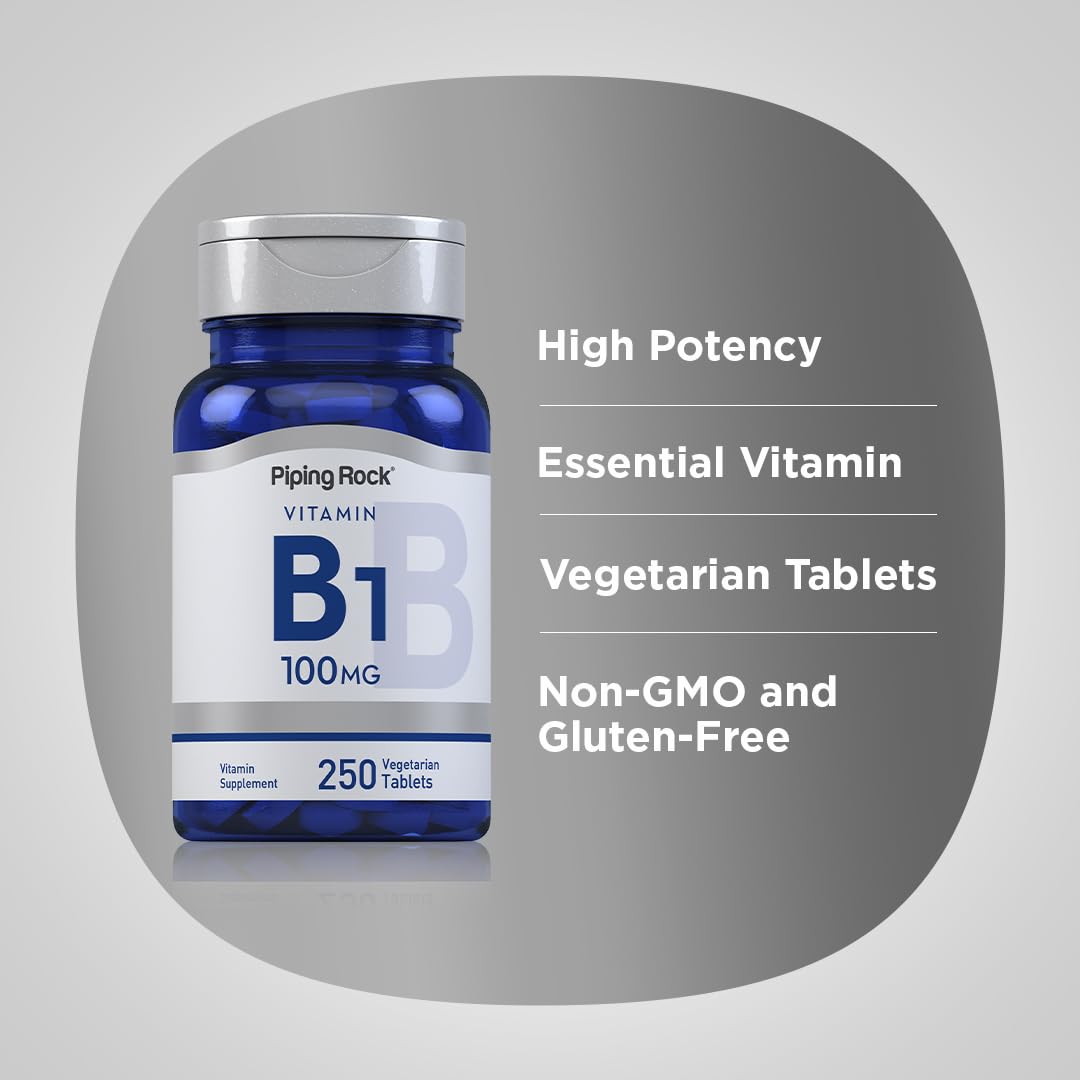 Piping Rock Vitamin B1 100mg Thiamine Supplement Tablets, 250 Count