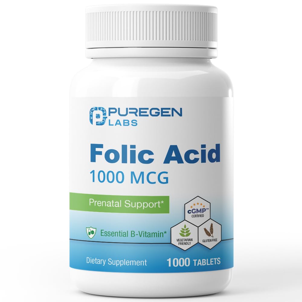 P Puregen Labs Folic Acid 1000 mcg Tablets 1000 Tablets