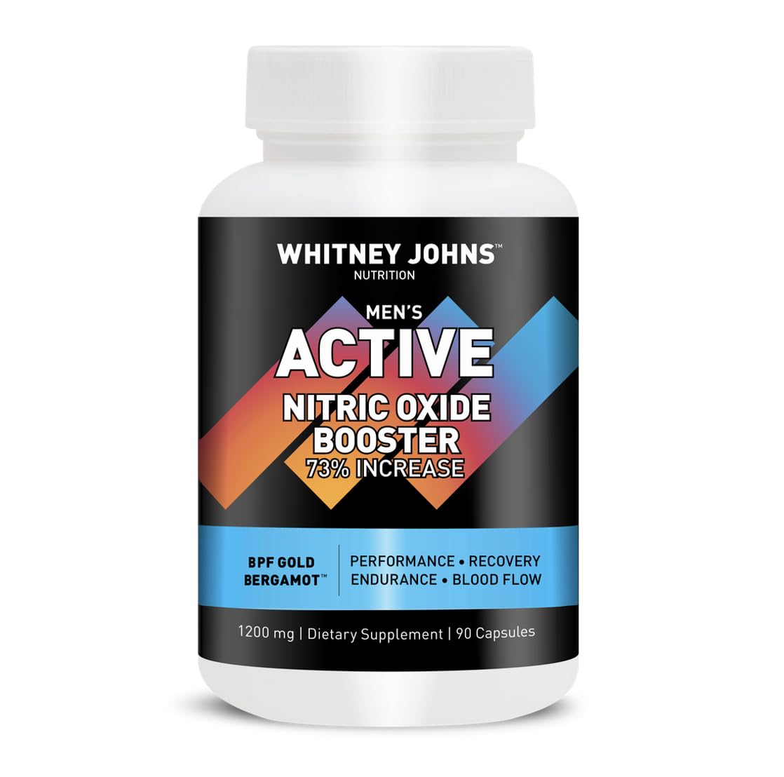 Whitney Johns Nutrition Men's Active Nitric Oxide & Blood Flow Support 90 Capsules