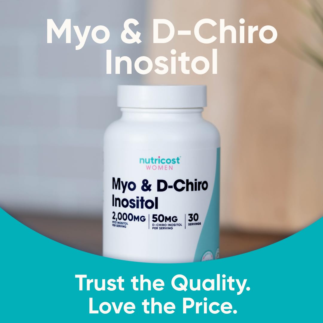 Nutricost Myo Inositol & D-Chiro Inositol for Women, 2000mg Myo Inositol & 50mg D-Chiro Per Serving, 120 Capsules