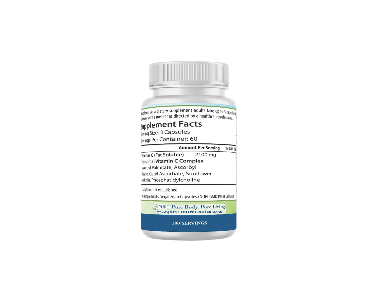 PURE Liposomal Vitamin C 2100mg Capsules, 180 Count