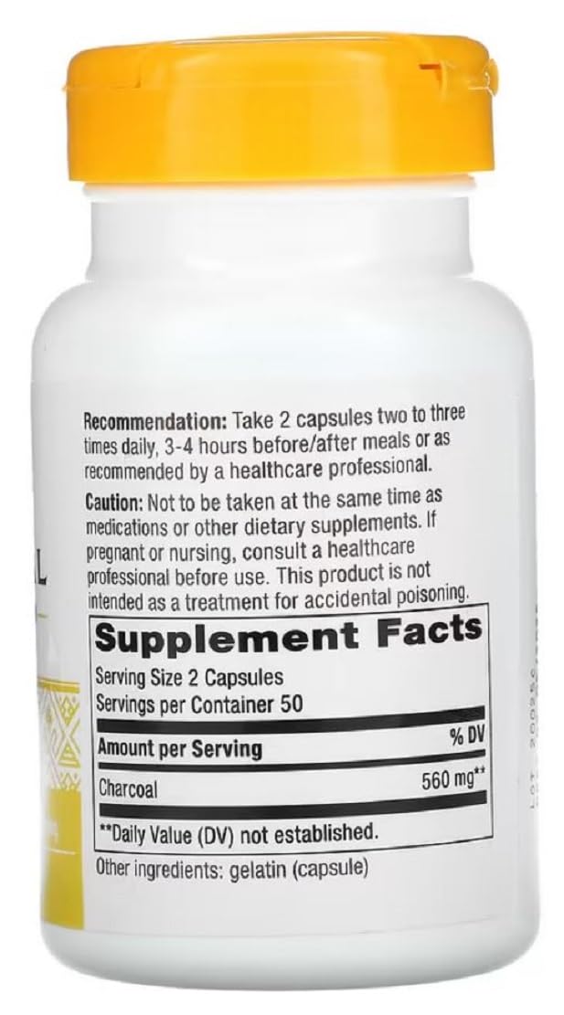 Nature's Way Activated Charcoal Intestinal Cleanser Capsule, 260 mg, 300 Capsules