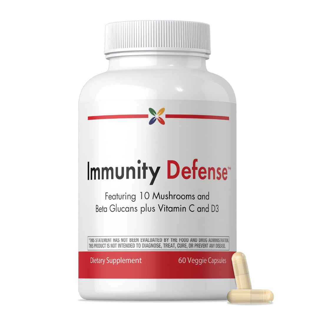 Stop Aging Now Immune Support with Vitamin C, Vitamin D3 and Mushroom Complex, 60 Capsules