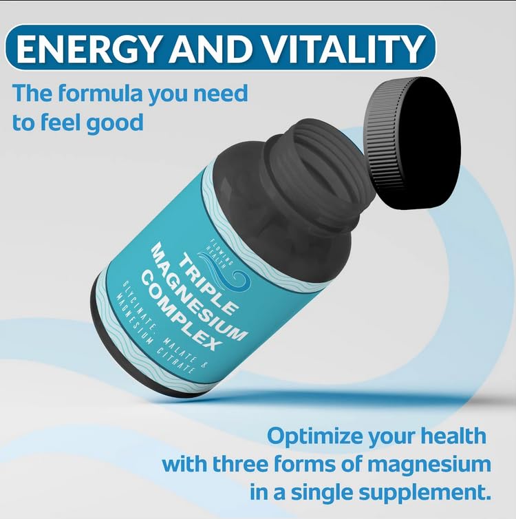 Flowing Health Triple Magnesium Complex 470 mg Elemental Magnesium (Glycinate + Malate + Citrate), Capsule, 60 Count